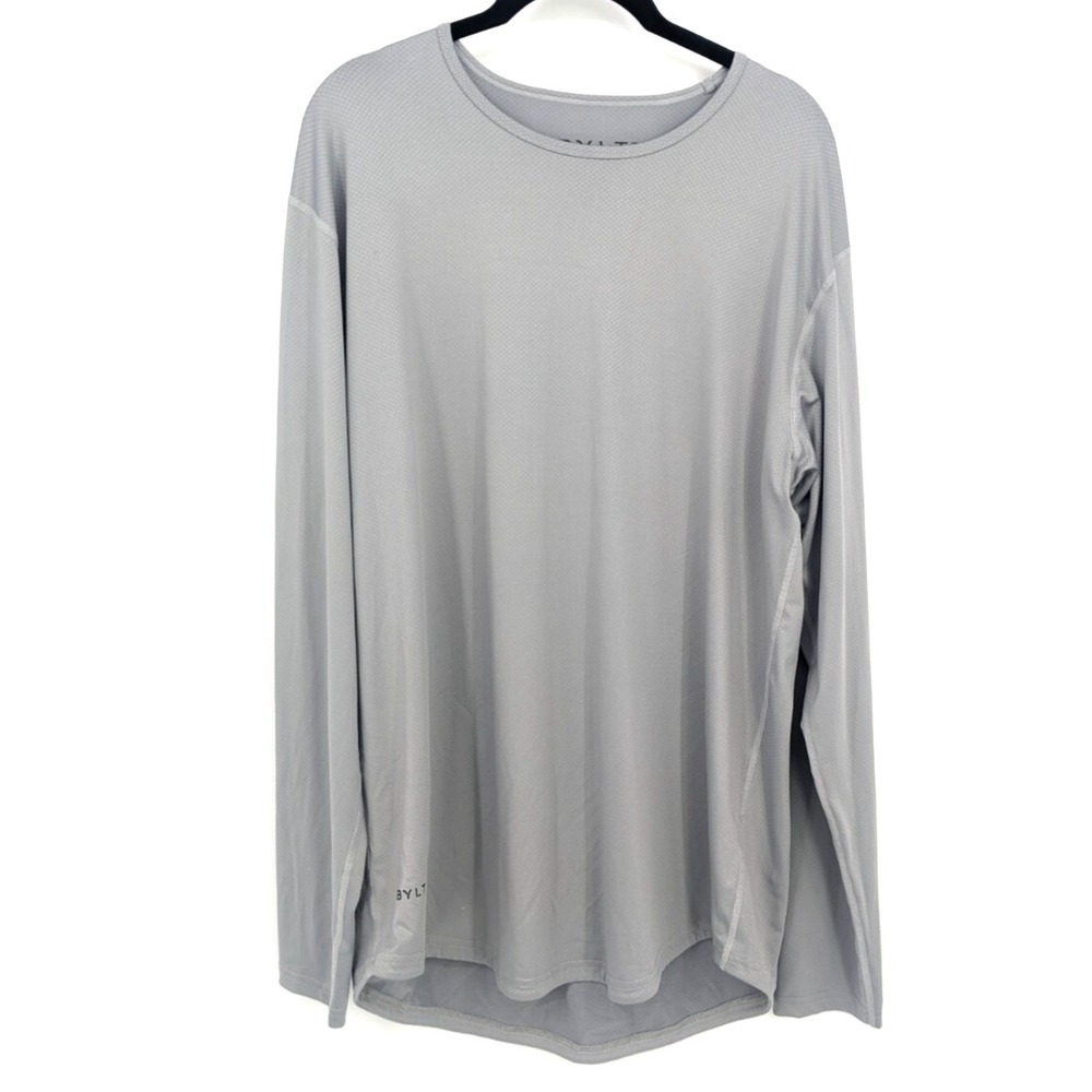 BYLT Drop Cut Performance Long Sleeve Men Large Gray Activewear Shirt Athleisure